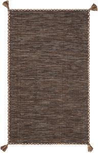 Ковер SAFAVIEH, 69 x 122 см, Montauk Collection, коричневый и черный, ручной работы, плоское плетение хлопок, угловая бахрома, идеально для помещений с высокой проходимостью: прихожая, гостиная, спальня (MTK150T)