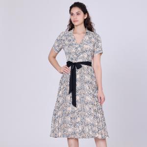 Чайное платье с плиссированным принтом и дополнительным поясом Smart And Joy, бежевый