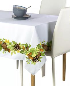 Квадратная скатерть, 100% полиэстер, 70x70 дюймов, гирлянда из листьев сосновых шишек