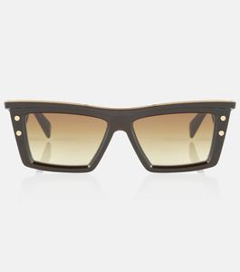 Квадратные солнцезащитные очки с тисненым логотипом Balmain, коричневый