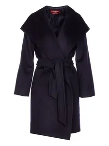 Пальто с поясом MAX MARA, синий