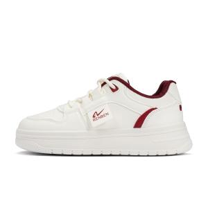 Кеды, скейтборд обувь женская низкая Renben, бежевый/красный