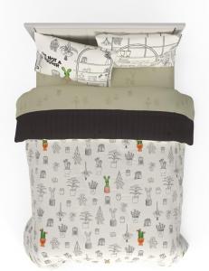 Комплект постельного белья Queen Miniverse Succulent Plants, 7 предметов, супермягкий, двусторонний, с пододеяльником, простыней и наволочкой Franco, цвет Miniverse - Plants