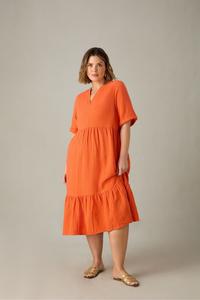 Платье оранжевого цвета с жатым хлопковым узором цвета паприки Live Unlimited, оранжевый