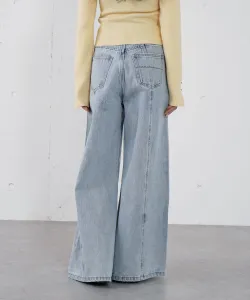 Широкие джинсы с вышитым логотипом Archives, цвет Blue