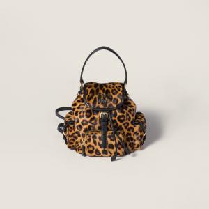 Рюкзак из кожи с принтом MIU MIU, коричневый