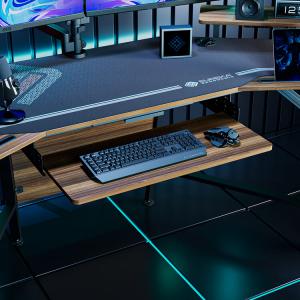 PSEAT игровой компьютерный стол, учебный стол для офиса и спальни, эргономичная регулируемая вращающаяся полка для клавиатуры с выдвижной подставкой для клавиатуры цвета орех Saitu (PSEUDAT)