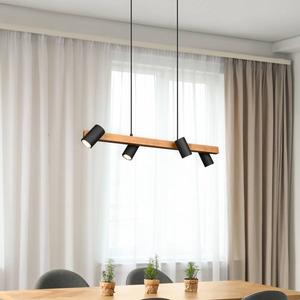 Подвесной светильник Trio Marley Typ B, железо / сосна - черный / коричневый