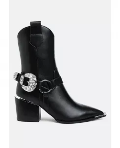 Ботинки Woodstock с пряжкой, украшенной стразами Diamante London Rag, черный