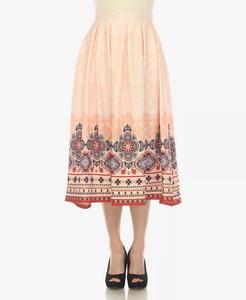 Женская юбка миди в складку с принтом «Бордюр» White Mark, оранжевый