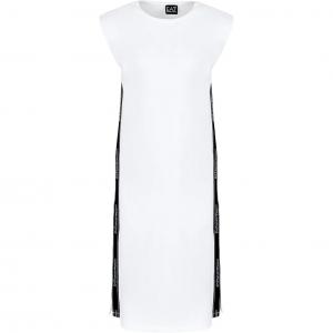 Женское платье EA7 SS24 с коротким рукавом EMPORIO ARMANI, белый