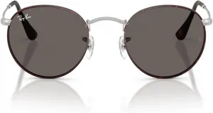 Солнцезащитные очки Ray-Ban унисекс RB3447 круглые металлические, Matte Havana on Matte Silver/Dark Grey