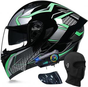 Шлем мотоциклетный модульный ACLFFSHOP, черный / мятный