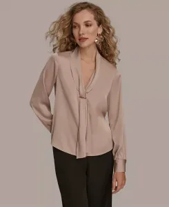 Женский топ с длинными рукавами Donna Karan New York, загар/бежевый