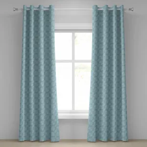 Антикварная штора на люверсах ABAKUHAUS, дамасский ретро-стиль, вьющийся цветочный мотив, орнамент в стиле барокко, декоративные двухпанельные шторы, 280 см x 245 см, сине-серо-белый цвет Abakuhaus