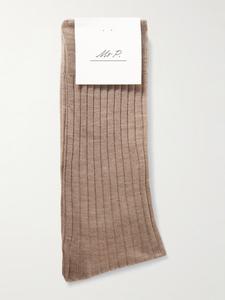 Носки в рубчик из смеси мериносовой шерсти MR P., коричневый
