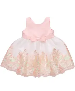 Платье праздничное из сатина с вышивкой и фигурным краем для девочек Baby Girls Bonnie Baby