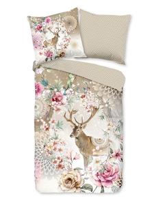 Постельное белье Traumschloss Comfort Flanell Geonna winterlicher Hirsch, коричневый