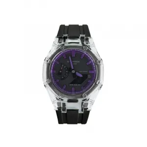 Часы Casio G-Shock Analog-Digital 2100 Series, арт. GA-2100-1A1, ледниковый черный/фиолетовый