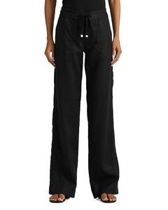 Lauren Ralph Lauren Широкие льняные брюки, черный