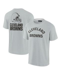 Мужская и женская серая супермягкая футболка Cleveland Browns с коротким рукавом Fanatics Signature, серый