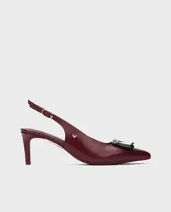 Женские туфли-лодочки из кожи с пряжкой цвета марсала Martinelli, гранатовый
