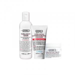 Наборы для ухода за кожей с высокой степенью увлажнения Unisex Kiehl's, three-piece set: gentle cleansing foam 75ml+high moisturizing toner 250ml+high moisturizing cream 50ml