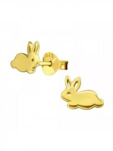 Alexander York Серьги в виде кролика, серьги-гвоздики из золота, изготовленные из серебра 925 пробы, комплект из 2 штук