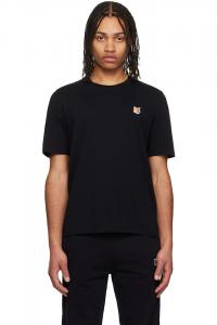 Футболка с вышивкой лисьей головы Regular Maison Kitsuné, черный