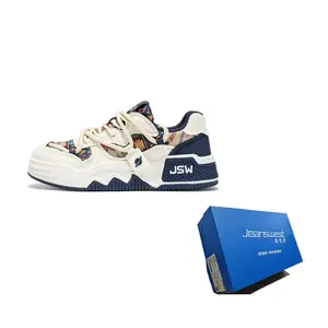 JEANSWEST Амортизирующие износостойкие низкие скейтерские кроссовки мужские бело-синие, цвет White Blue