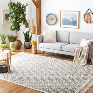 Ковер SAFAVIEH, 275 x 366 см, Natura Collection, Ivory & Black, ручной работы марокканский бохо племенной стиль, шерсть, идеально для помещений с высокой проходимостью в гостиной, спальне (NAT860A)