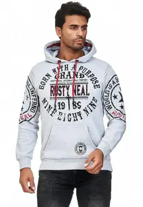 Толстовка с капюшоном Rusty Neal и классными фирменными принтами, цвет Hellgrau-Meliert