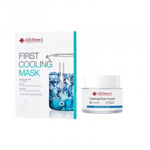 Охлаждающая маска для лица набор для ухода за кожей восстанавливающий 5 шт+50 мл Cell Fusion C