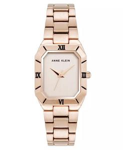 Женские кварцевые часы из металлического сплава цвета розового золота с римскими цифрами и безелем, 23 мм Anne Klein, мультиколор