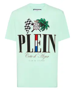 Футболка с круглым вырезом лазурного цвета Philipp Plein, зеленый