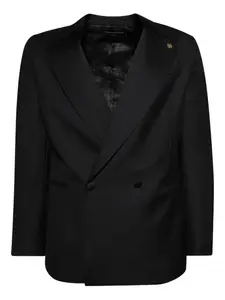 Двубортный пиджак с заостренными лацканами Amiri, черный