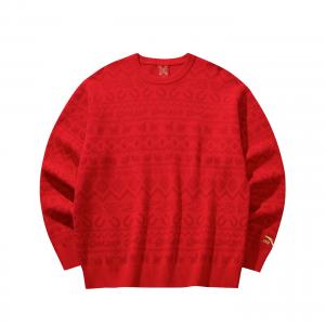 Anta Мужской свитер насыщенного красного цвета, круглый вырез, средней толщины