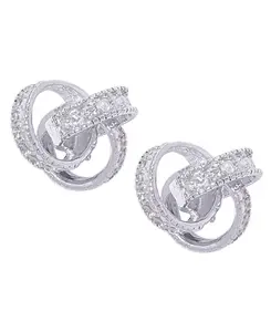 Серьги-Гвоздики с бриллиантовым акцентом в виде любовного узла из серебра или 14-каратного золота Macy'S, silver