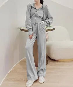 Комплект REANO/Короткая толстовка на молнии и удобные брюки Aimoha - Select -, цвет Gray