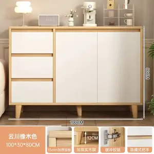 Zhuohe Комод 100х40х80 см для спальни и гостиной из массива дерева, 5 ящиков и 2 дверцы, цвет yun chuan oak