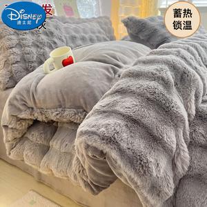 Disney Комплект постельного белья, 4 предмета, 150x200 см, для матраса 200x230 см, утолщенный, мягкий, согревающий, серый