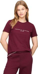 Женская футболка с полосатым логотипом Tommy Hilfiger, Embroidered-Logo Deep Rouge