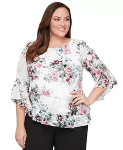 Блузка больших размеров с цветочным принтом Alex Evenings, мультиколор