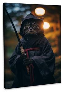 Картина на холсте Hustling Sharks The Serious Cat, черный