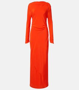 Фреска шелковый крепдешин макси-платье SIR, Tangerine