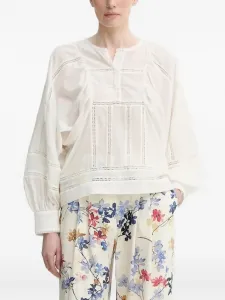 Топ с рукавами-буфами и кружевными вставками MUNTHE, белый