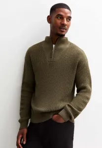 Джемпер с воротником-стойкой и застежкой-молнией до середины груди New Look, Khaki