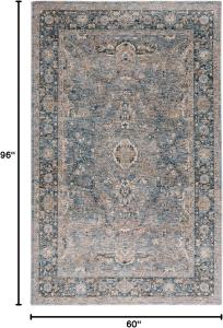 Ковер SAFAVIEH, 153 x 244 см, Valencia Collection, Blue & Gold, винтажный восточный дизайн, не линяет и прост в уходе, идеален для помещений с высокой проходимостью в гостиной, спальне (VAL568M)