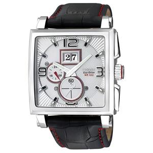 CITIZEN Часы Ecology Drive Collection Light Powered Quartz Movement Cow Leather Strap Watch 38mm Men's Watch Silver Dial, Black