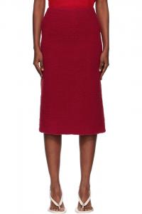 Pushbutton Красная флисовая комбинированная юбка-миди H-образного силуэта